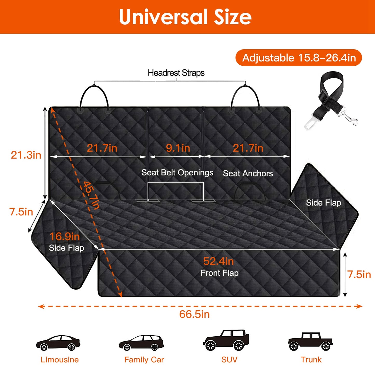 1Pc Dog Car Seat Cover Waterproof Scratchproof Pet Car Rear Protector Mat Pet Back Seat Cover With Dog Seat Belt For Car Truck SUV - Veltrix