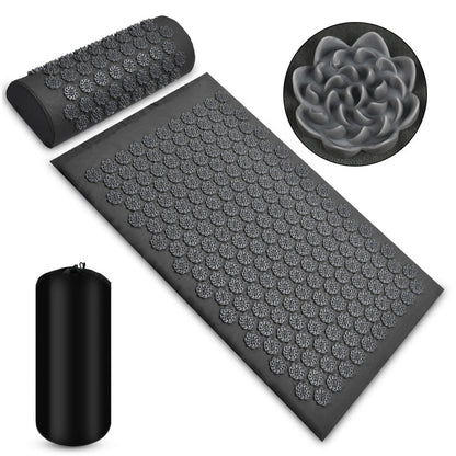 Acupressure Massage Mat With Needles Set Back Massager For Neck Foot Kuznetsov's Applicator Massage Pad Yoga Mat With Pillow - Veltrix