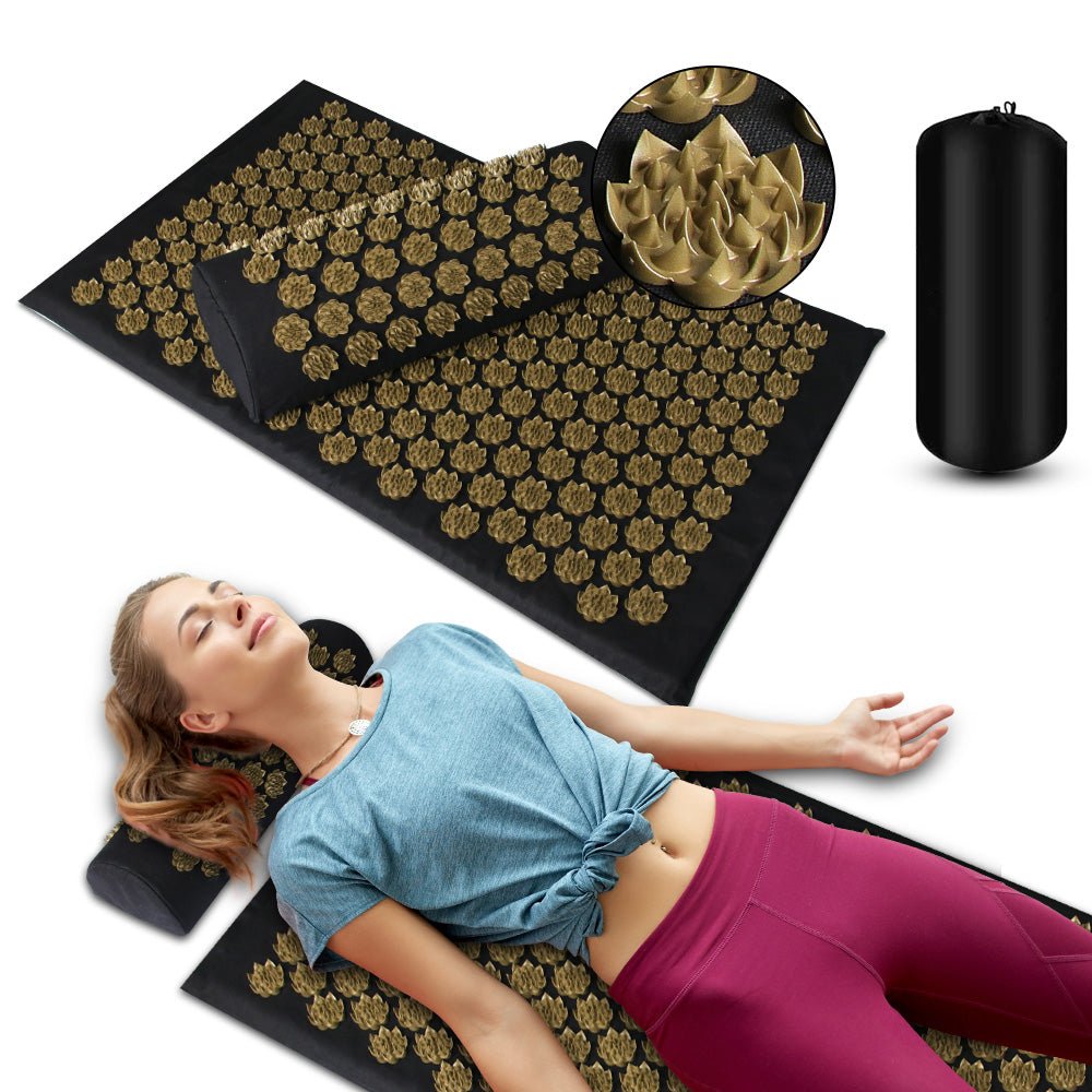 Acupressure Massage Mat With Needles Set Back Massager For Neck Foot Kuznetsov's Applicator Massage Pad Yoga Mat With Pillow - Veltrix