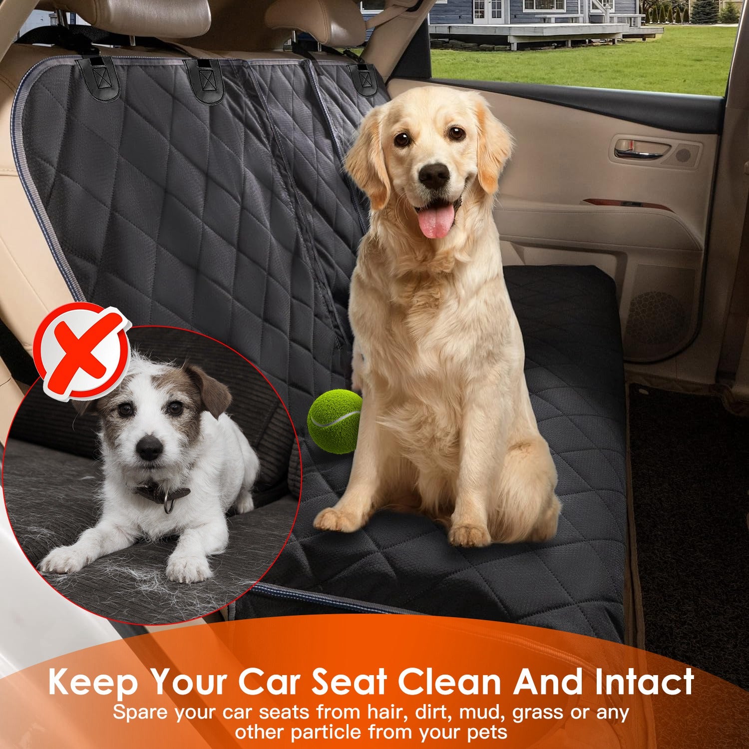 1Pc Dog Car Seat Cover Waterproof Scratchproof Pet Car Rear Protector Mat Pet Back Seat Cover With Dog Seat Belt For Car Truck SUV - Veltrix