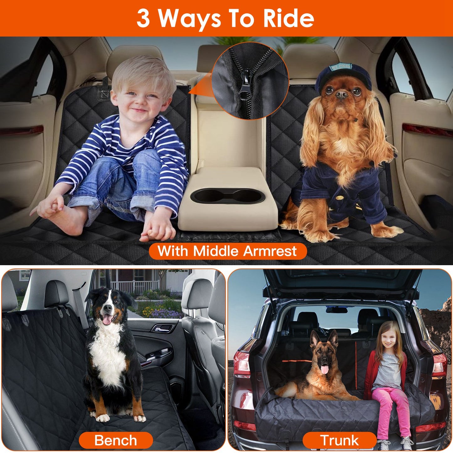 1Pc Dog Car Seat Cover Waterproof Scratchproof Pet Car Rear Protector Mat Pet Back Seat Cover With Dog Seat Belt For Car Truck SUV - Veltrix