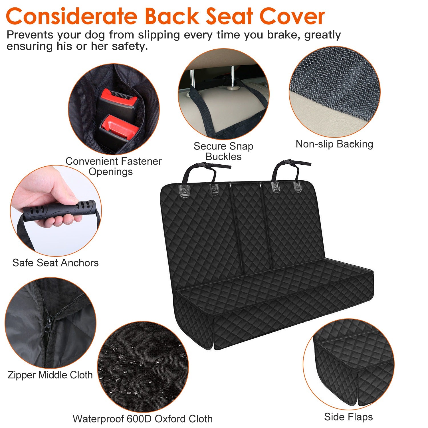 1Pc Dog Car Seat Cover Waterproof Scratchproof Pet Car Rear Protector Mat Pet Back Seat Cover With Dog Seat Belt For Car Truck SUV - Veltrix