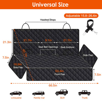 1Pc Dog Car Seat Cover Waterproof Scratchproof Pet Car Rear Protector Mat Pet Back Seat Cover With Dog Seat Belt For Car Truck SUV - Veltrix