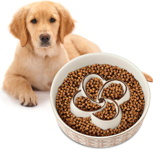 Ceramic Slow Feeder Dog Bowl Slow Feeder Dog Bowl For Medium Large Anti-Choking Slow Eating Dog Bowl Non Slip Dog Bowl Slow Feeder